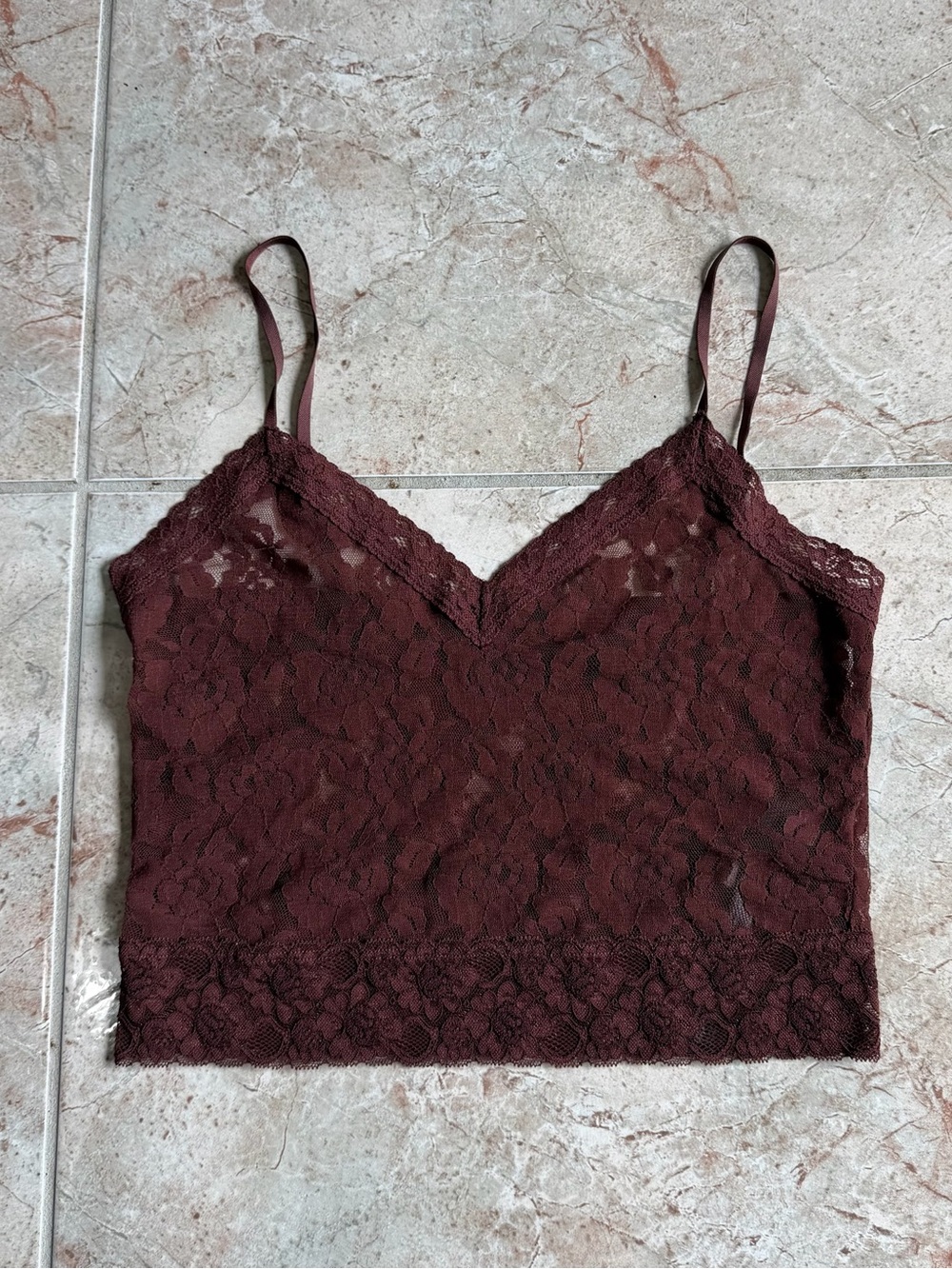 Anthropologie Lace V-Neck Camisole - Burgundy